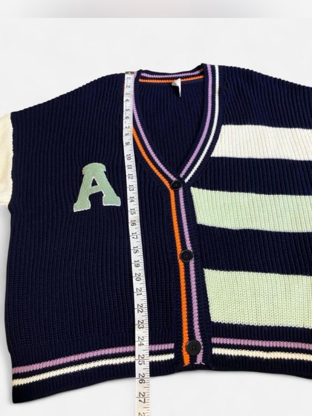Anthropologie Daily Practice Oversized Varsity Colorblock Cardigan size L - Picture 4 of 8